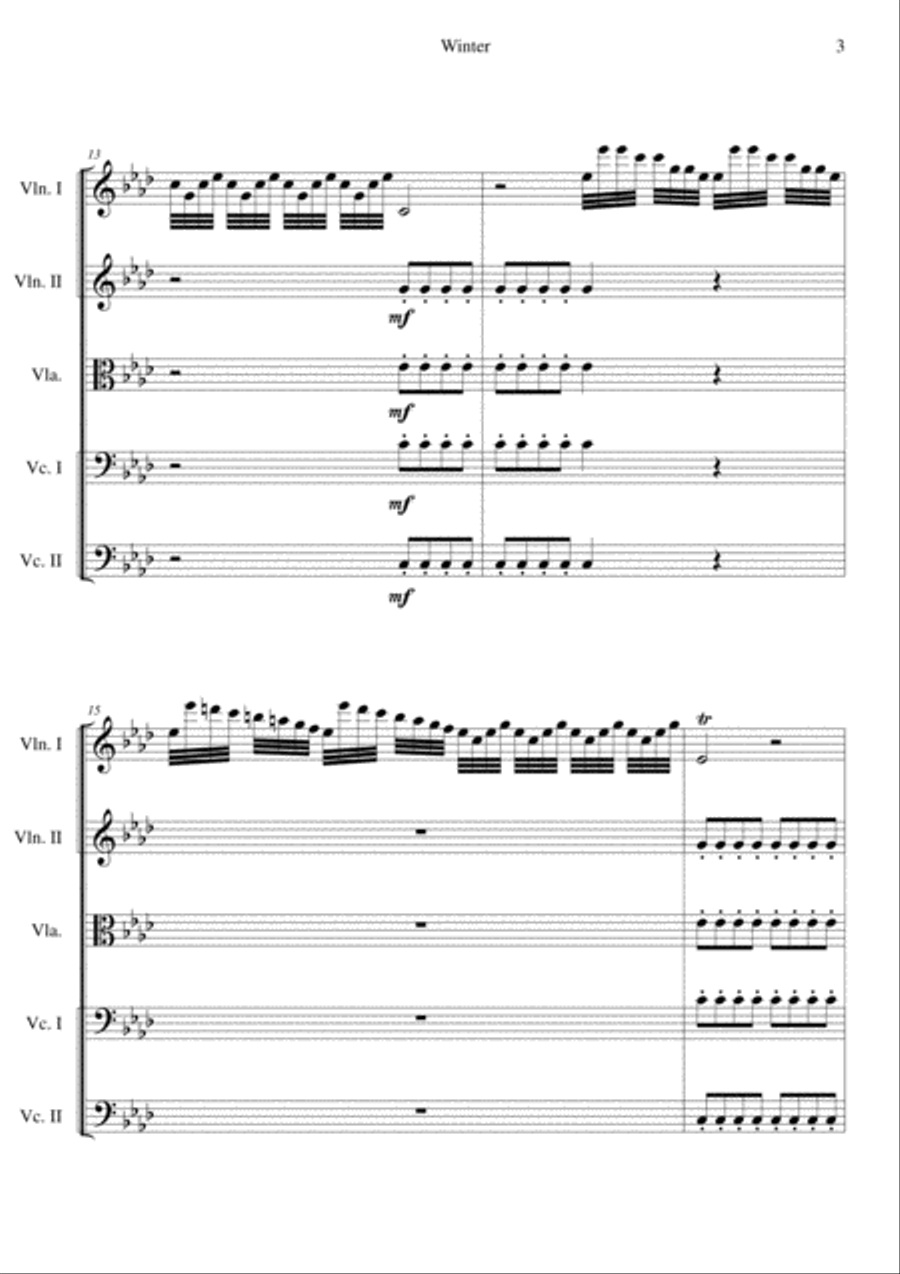 The Four Seasons - Winter 1st Movement Cello scores gallery preview page 3