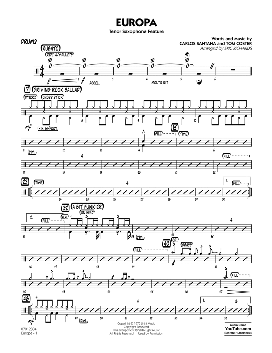 Europa - Drums Drums scores gallery preview page 1