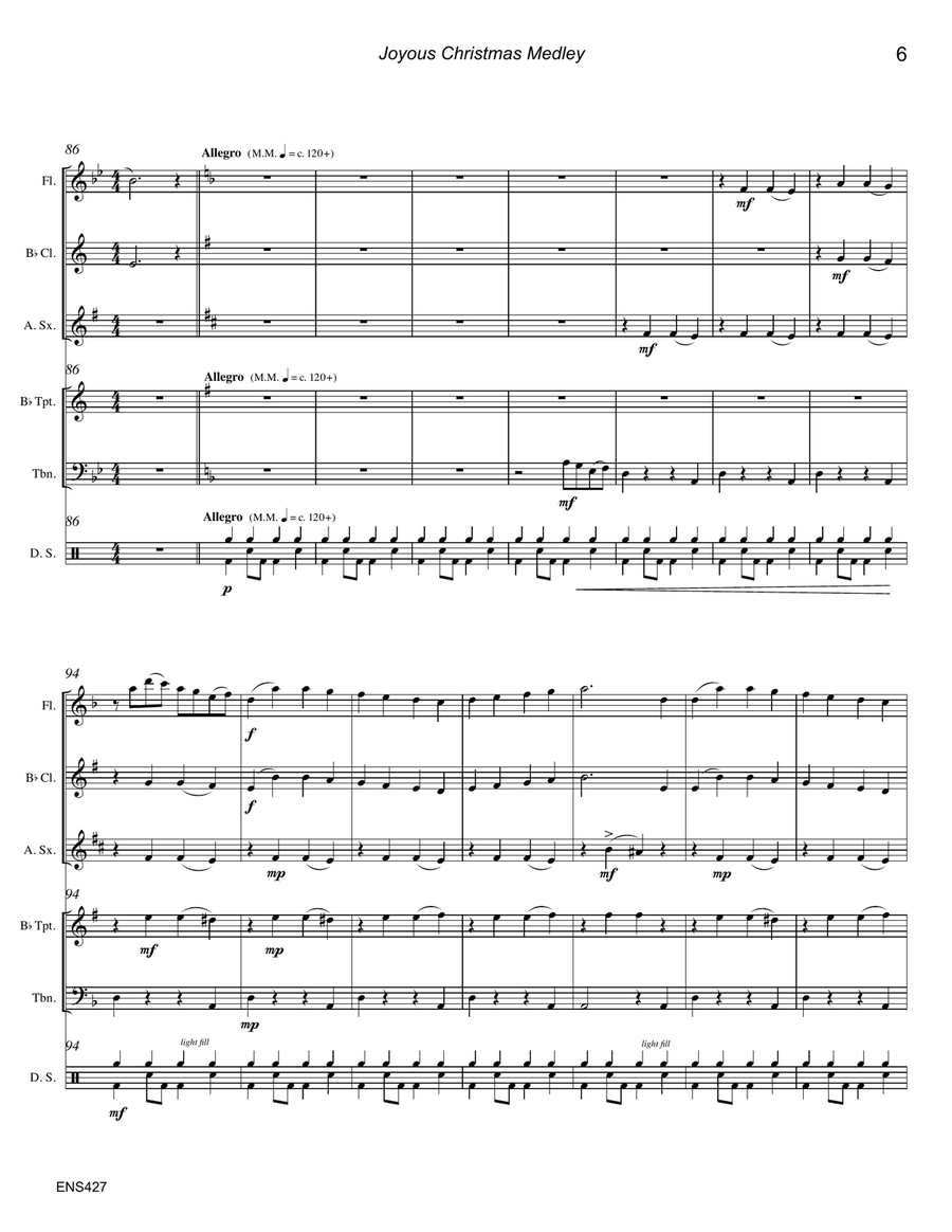 JOYOUS CHRISTMAS MEDLEY (5 carols) - MIXED ENSEMBLE Small Ensemble scores gallery preview page 6