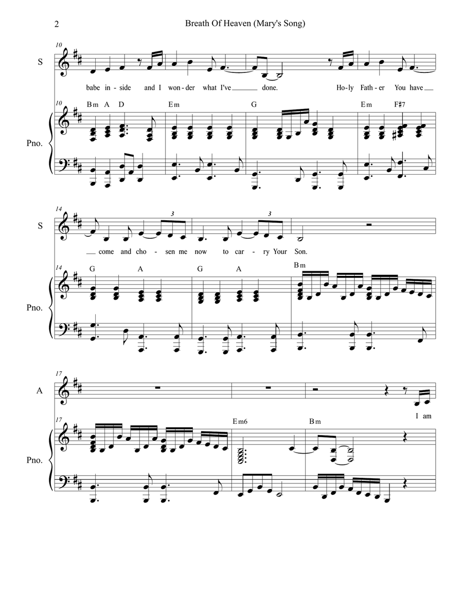 Breath Of Heaven (Mary's Song) Alto Voice scores gallery preview page 2
