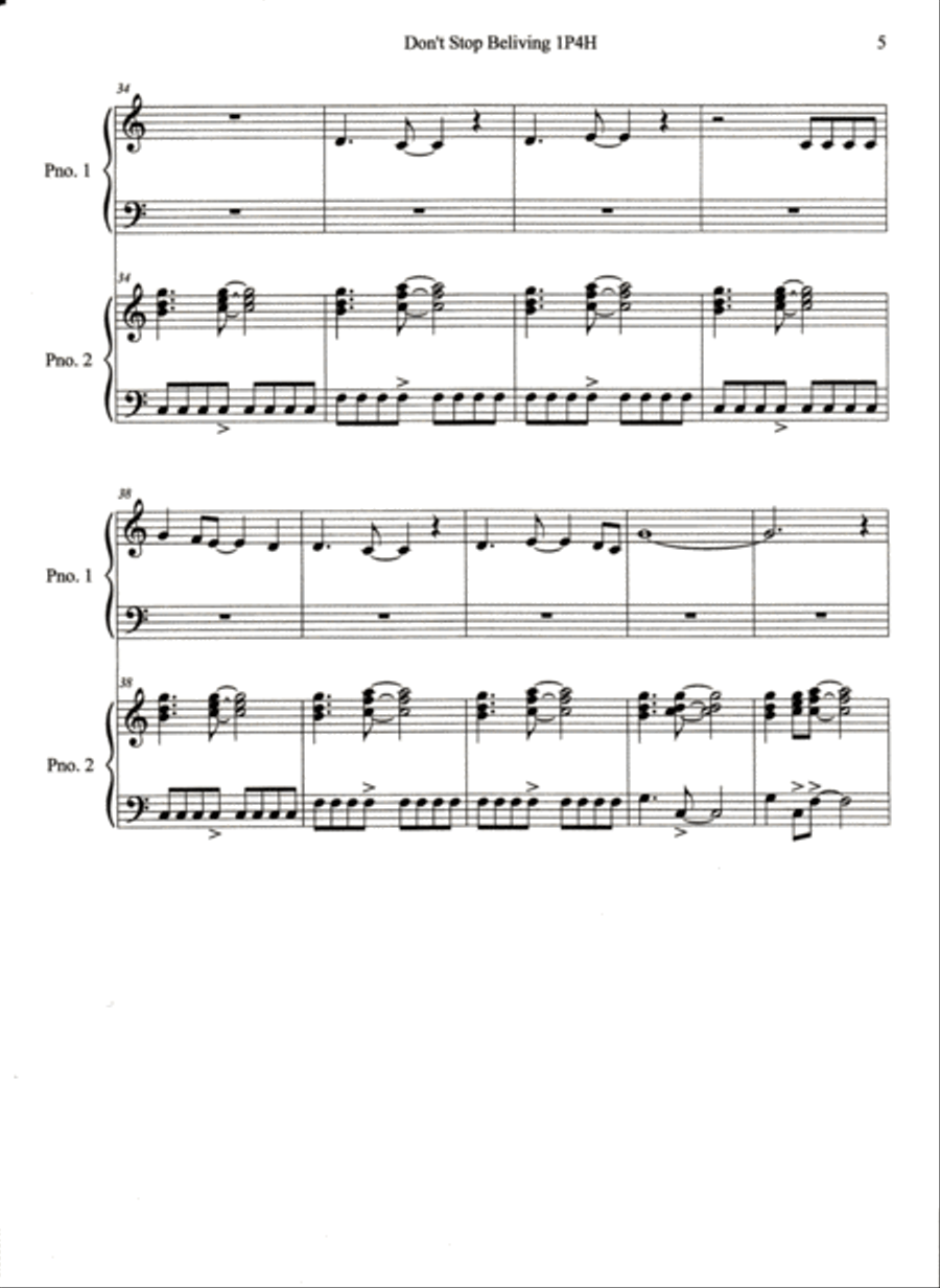 Don't Stop Believin' Easy Piano scores gallery preview page 6