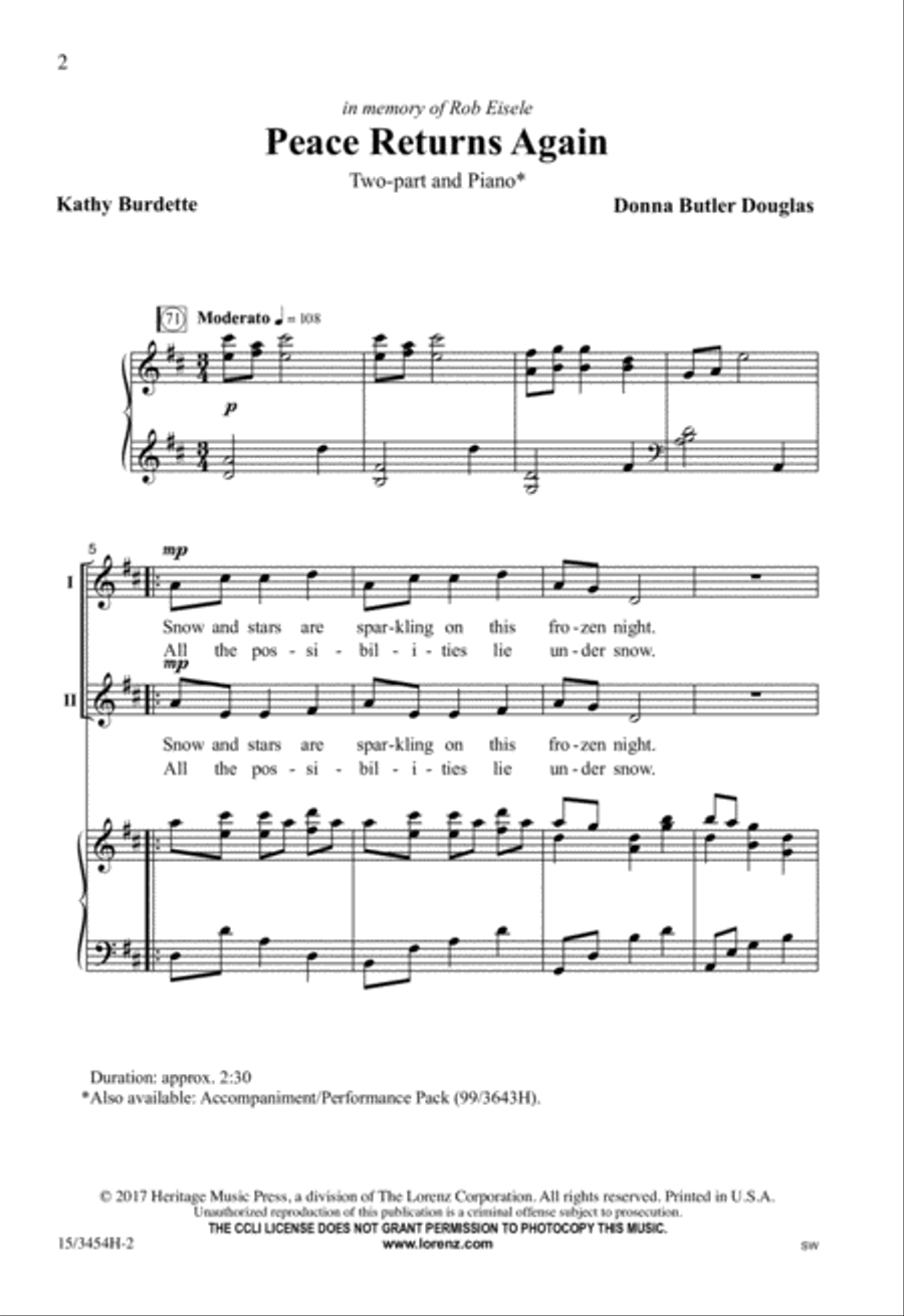 Peace Returns Again Peace Returns Again 2-Part scores gallery preview page 2