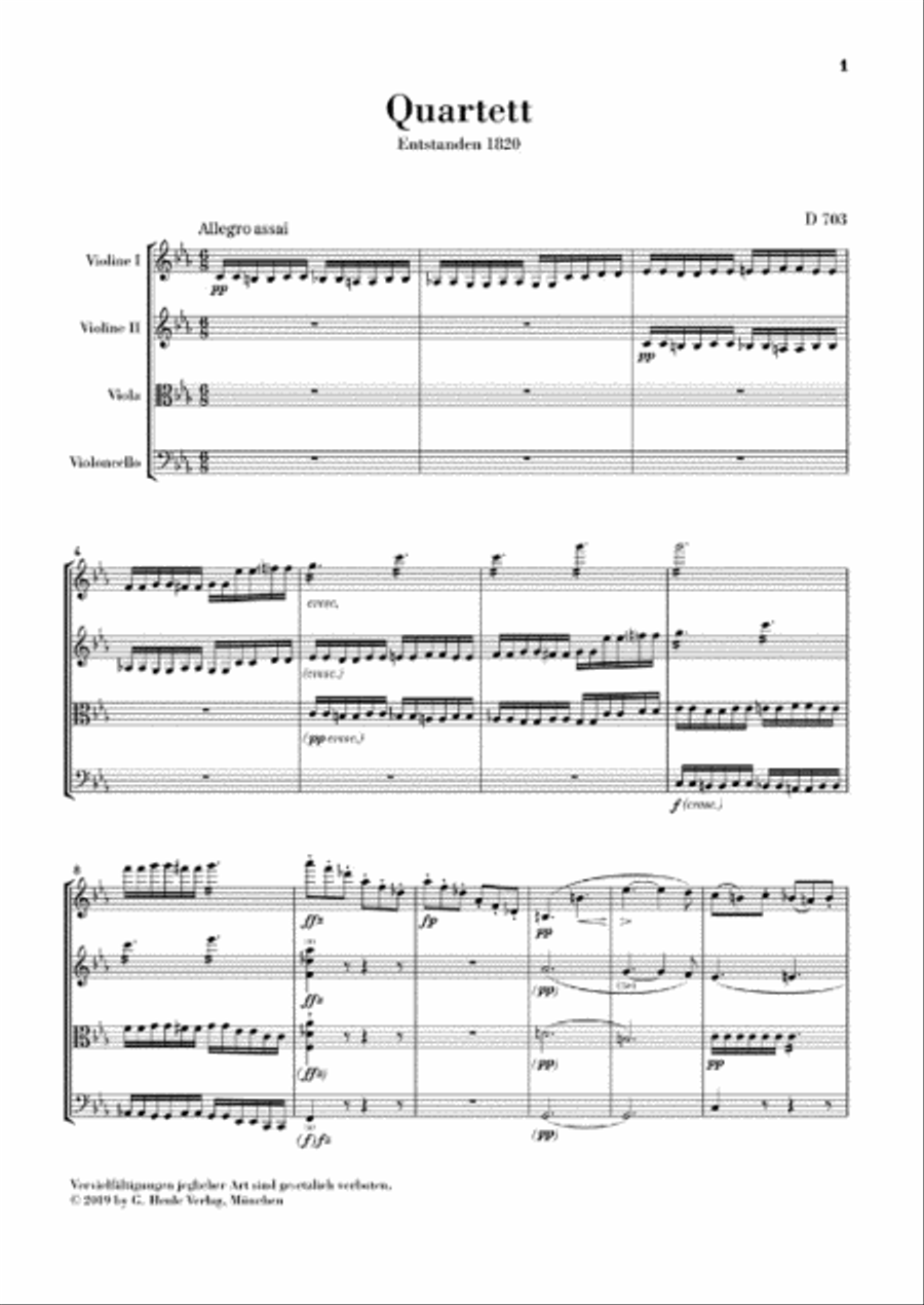 String Quartet Movement (Quartettsatz) in C Minor, D. 703