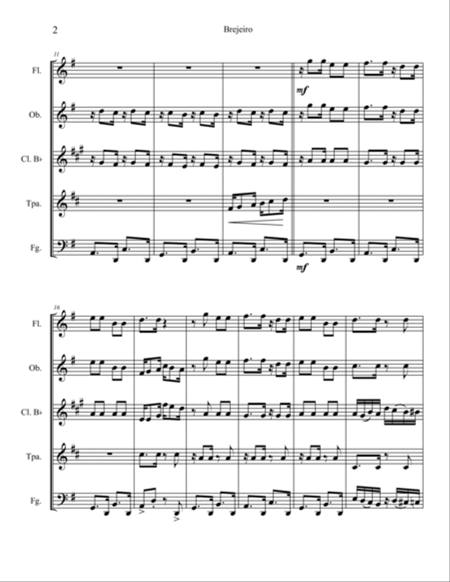 Brejeiro Woodwind Quintet scores gallery preview page 3