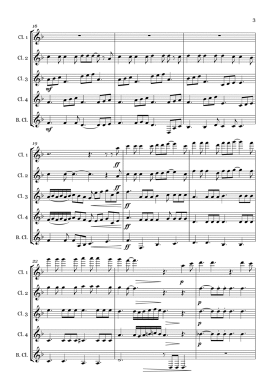Hallelujah Clarinet Quintet scores gallery preview page 5