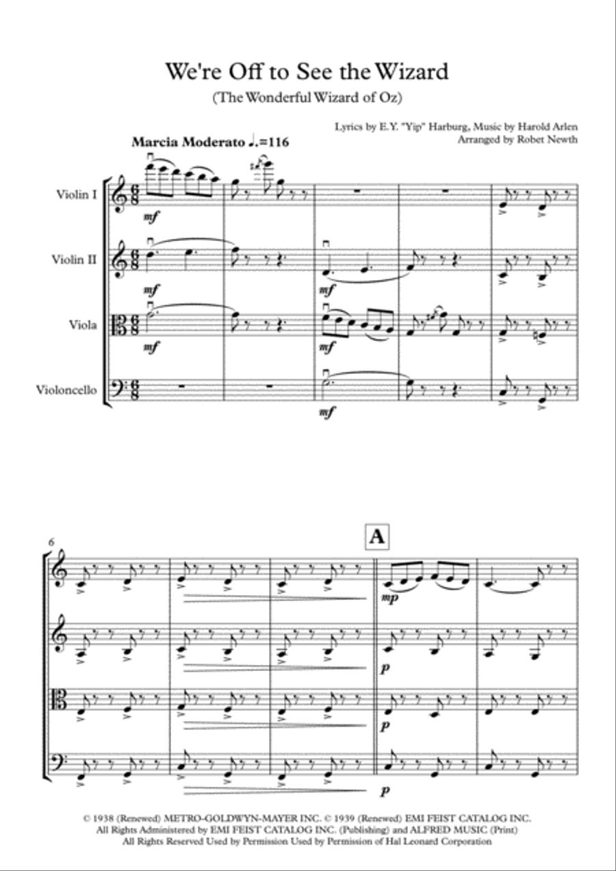 We're Off To See The Wizard String Quartet scores gallery preview page 1