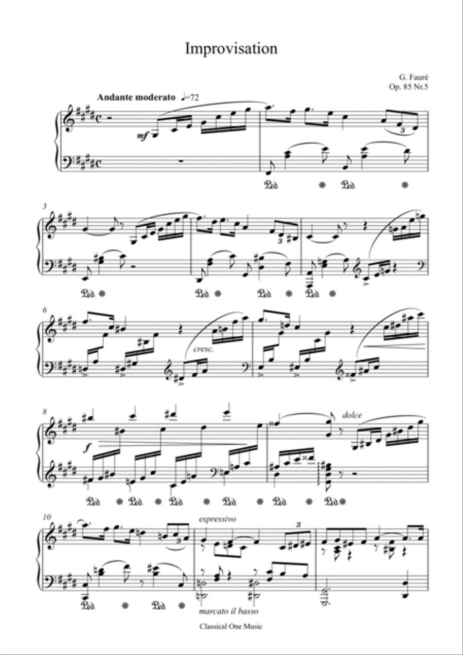 Faure-Improvisation in C♯ minor Op. 85 No.5 Piano Solo scores gallery preview page 2