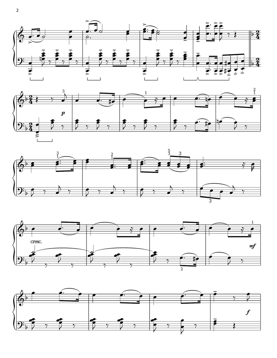Italian National Anthem (Fratelli d'Italia) (arr. Phillip Keveren) Piano Solo scores gallery preview page 2