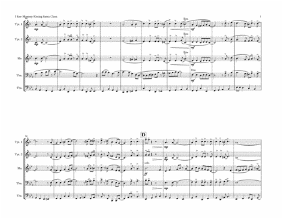 I Saw Mommy Kissing Santa Claus Brass Ensemble scores gallery preview page 3