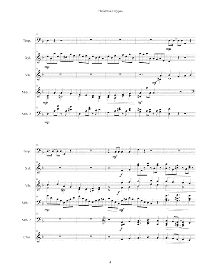 Christmas Calypso for Percussion Sextet Percussion Ensemble scores gallery preview page 5
