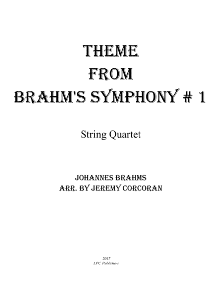 Theme from Brahms Symphony #1 for String Quartet String Quartet scores gallery preview page 1