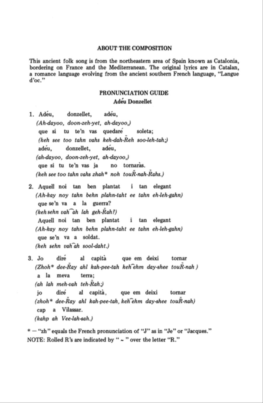 Farewell, Lad (Adéu Donzellet) Choir scores gallery preview page 1