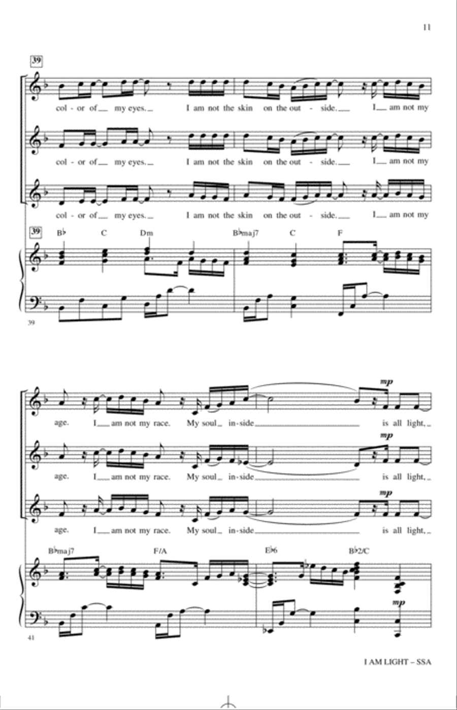 I Am Light (arr. Mark Hayes and Kimberly Lilley) SSA scores gallery preview page 10