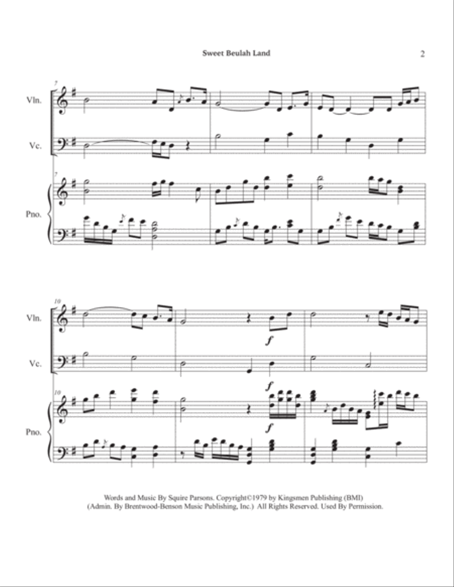 Sweet Beulah Land Piano Trio scores gallery preview page 6