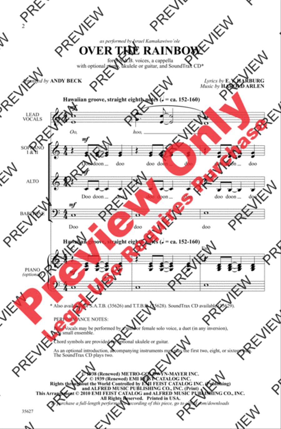 Over the Rainbow Over the Rainbow 3-Part scores gallery preview page 2