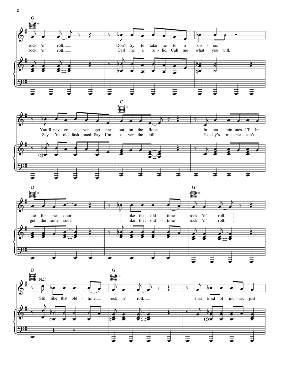 Old Time Rock & Roll Piano, Vocal, Guitar scores gallery preview page 2