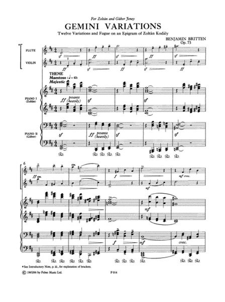 Gemini Variations, Op. 73
