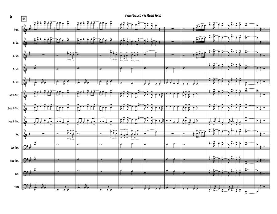 Video Killed The Radio Star Marching Band scores gallery preview page 6