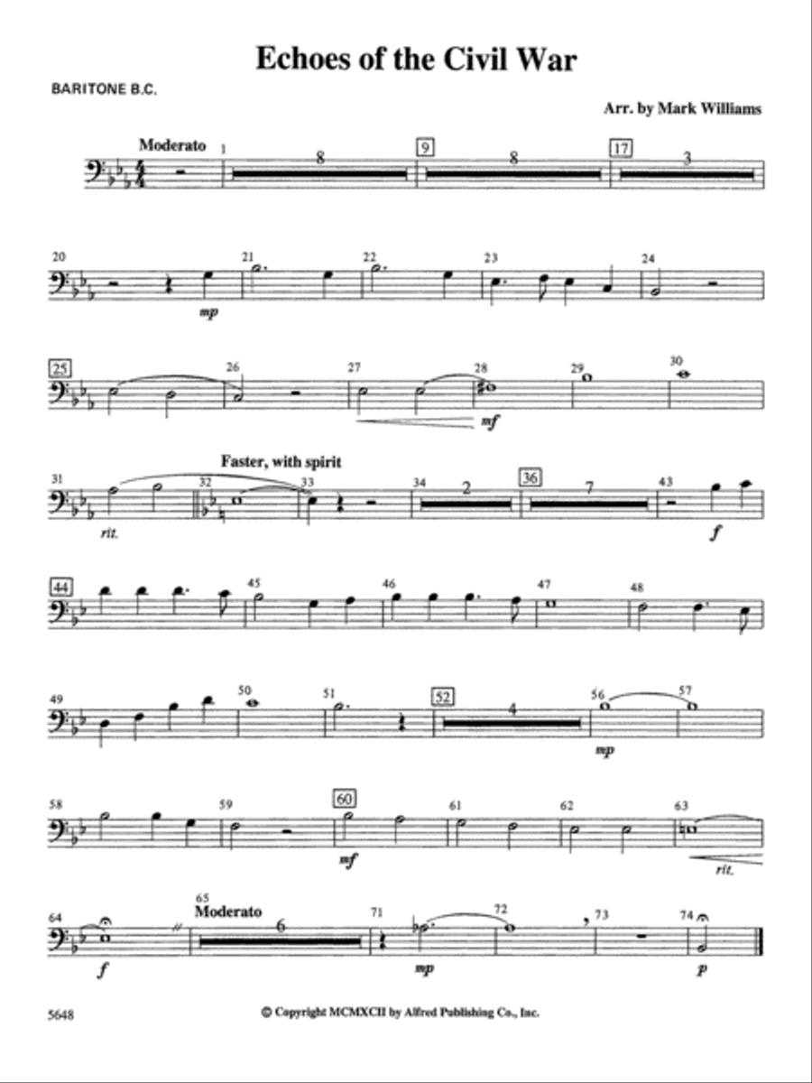Echoes of the Civil War: Baritone B.C. Concert Band scores gallery preview page 1