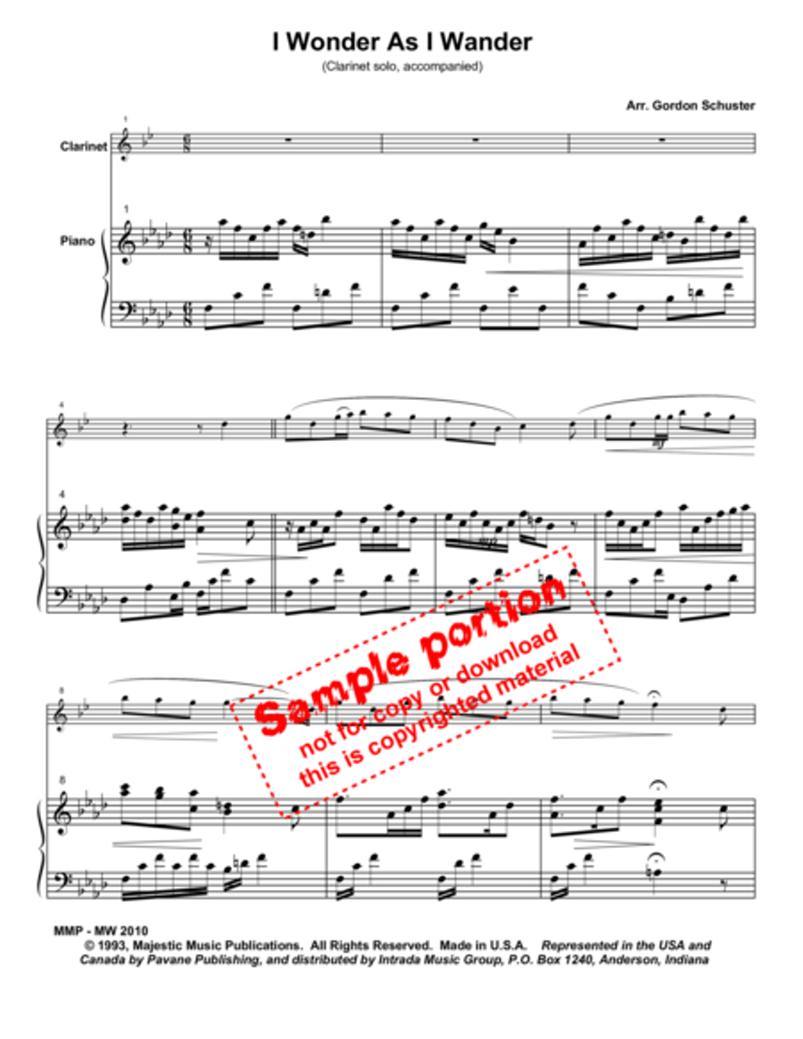I Wonder As I Wander Clarinet Solo scores gallery preview page 2