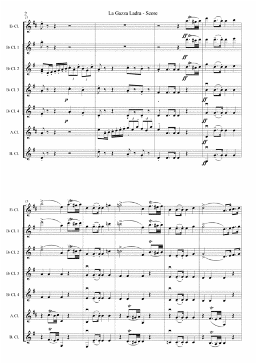 Gazza Ladra Ouverture Gazza Ladra Ouverture Woodwind Ensemble scores gallery preview page 2