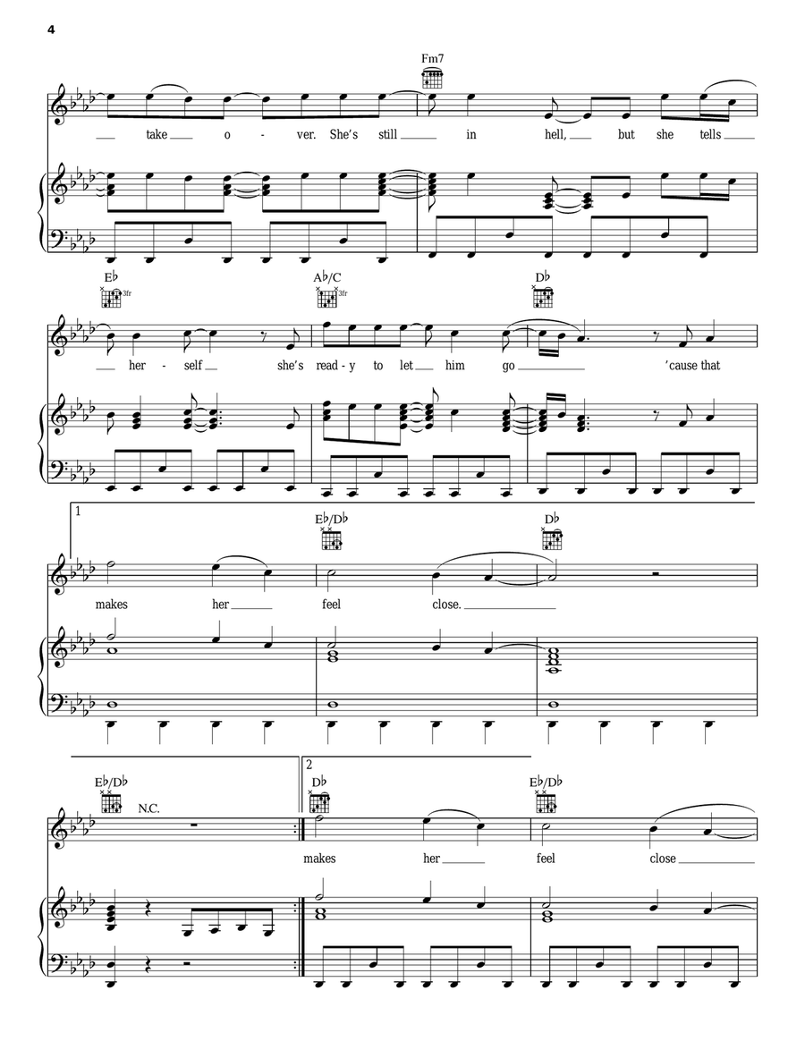 Close Close Piano, Vocal, Guitar scores gallery preview page 4