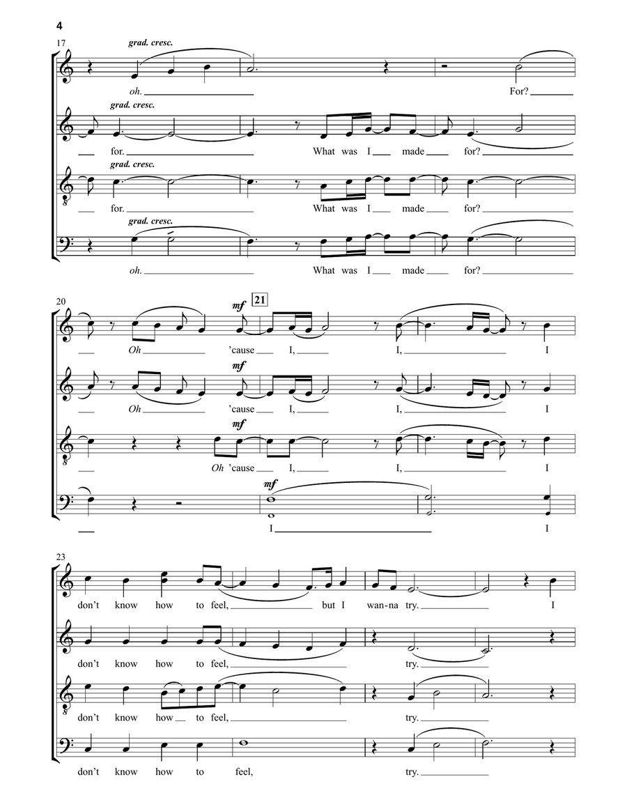 What Was I Made For? 4-Part scores gallery preview page 3