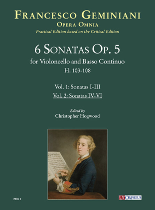 6 Sonatas Op. 5 (H. 103-108) for Violoncello and Basso Continuo - Vol. 2: Sonatas IV-VI