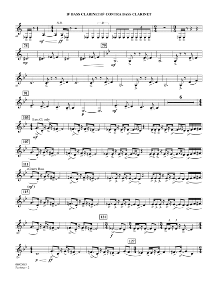 Parkour - Bb Bass Clar. & Contrabass Cl. Concert Band scores gallery preview page 2