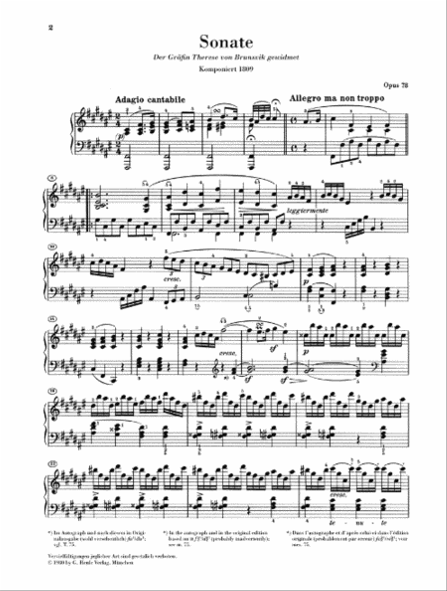 Piano Sonata No. 24 in F-sharp Major, Op. 78 (À Thérèse) Piano Solo scores gallery preview page 2