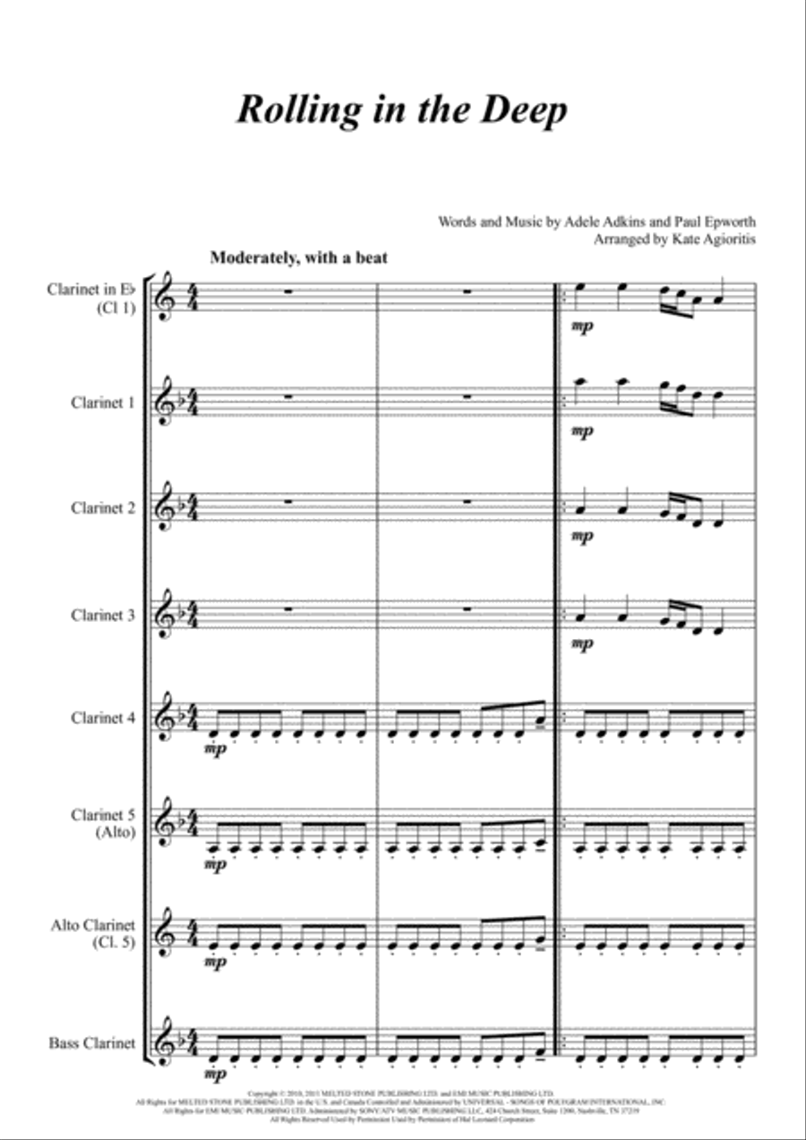 Rolling In The Deep Clarinet Choir scores gallery preview page 2