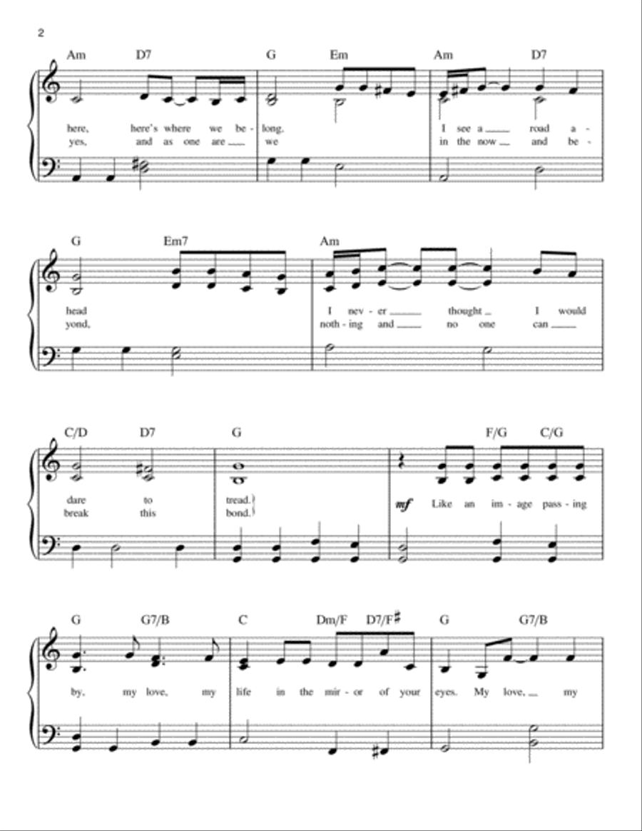 My Love, My Life (from Mamma Mia! Here We Go Again) Easy Piano scores gallery preview page 2