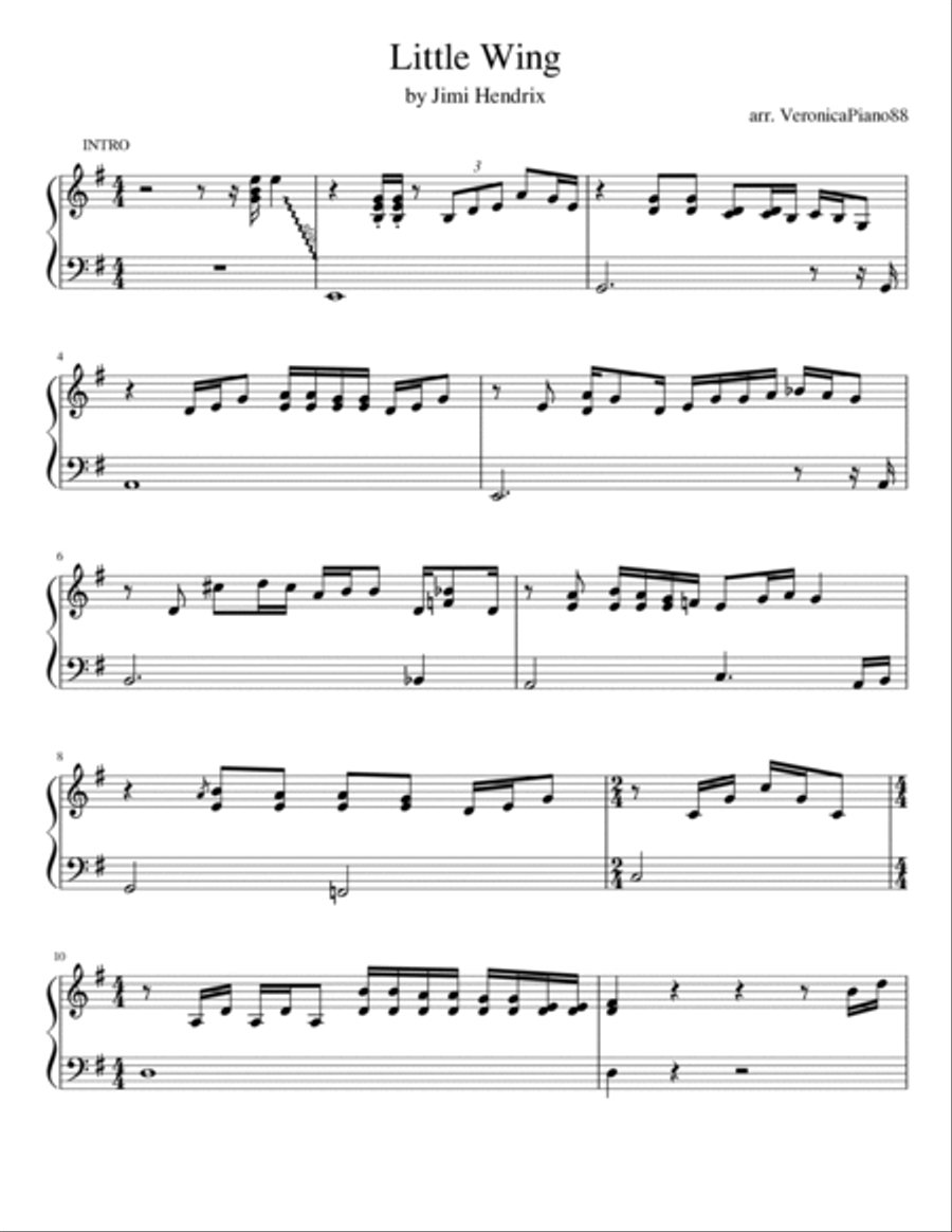 Little Wing Piano Solo scores gallery preview page 2