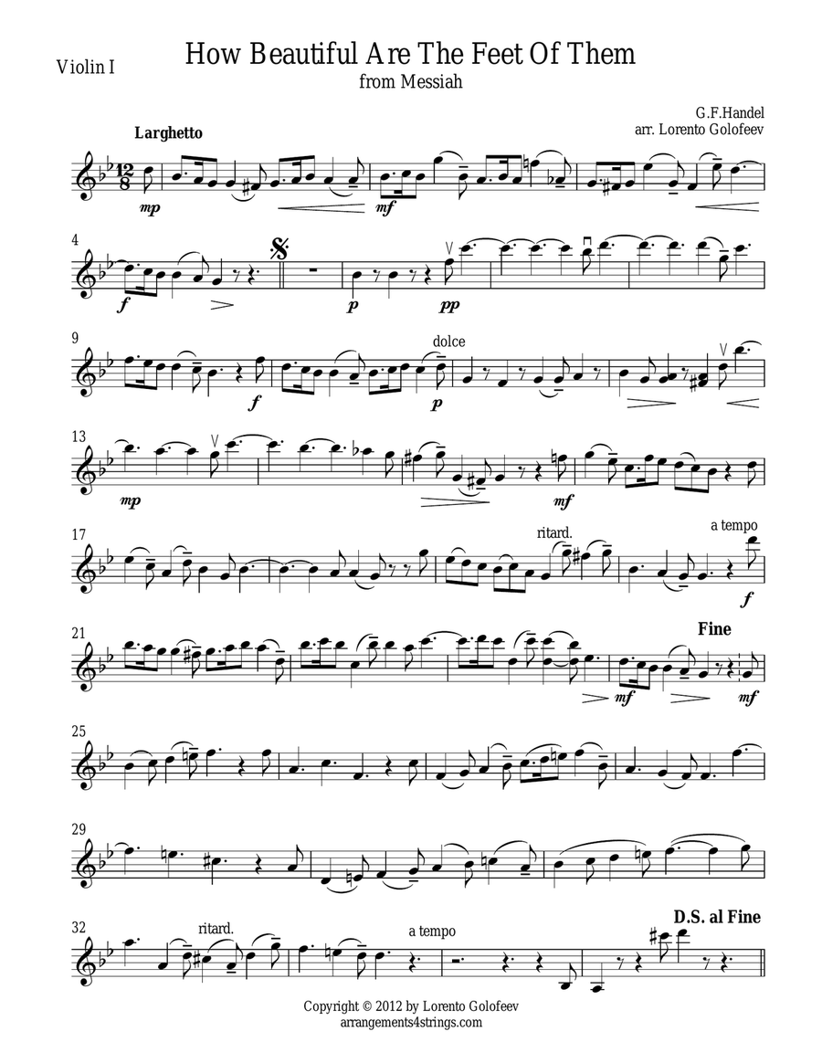 How Beautiful Are The Feet from Messiah String Quartet scores gallery preview page 1