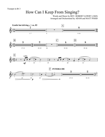 How Can I Keep from Singing (arr. Matt and Adam Podd) - Bb Trumpet 3