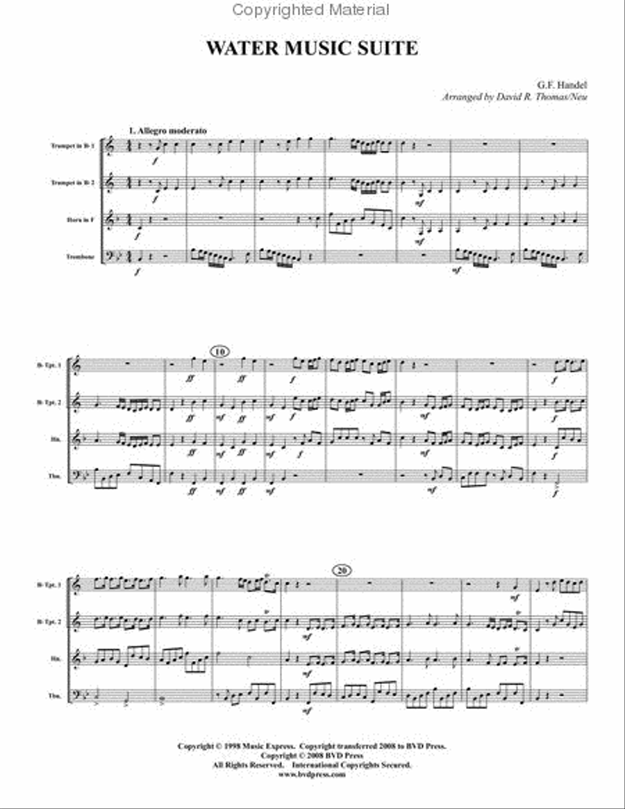 Water Music Suite Brass Quartet scores gallery preview page 2