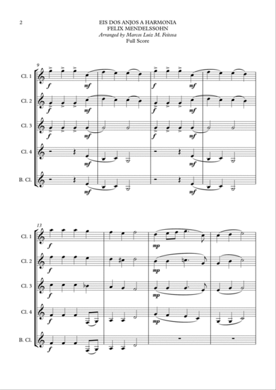 Hark The Herald Angels Sing (Eis dos Anjos a Harmonia) - Clarinet Quintet Hark The Herald Angels Sing (Eis dos Anjos a Harmonia) - Clarinet Quintet Clarinet Quintet scores gallery preview page 4