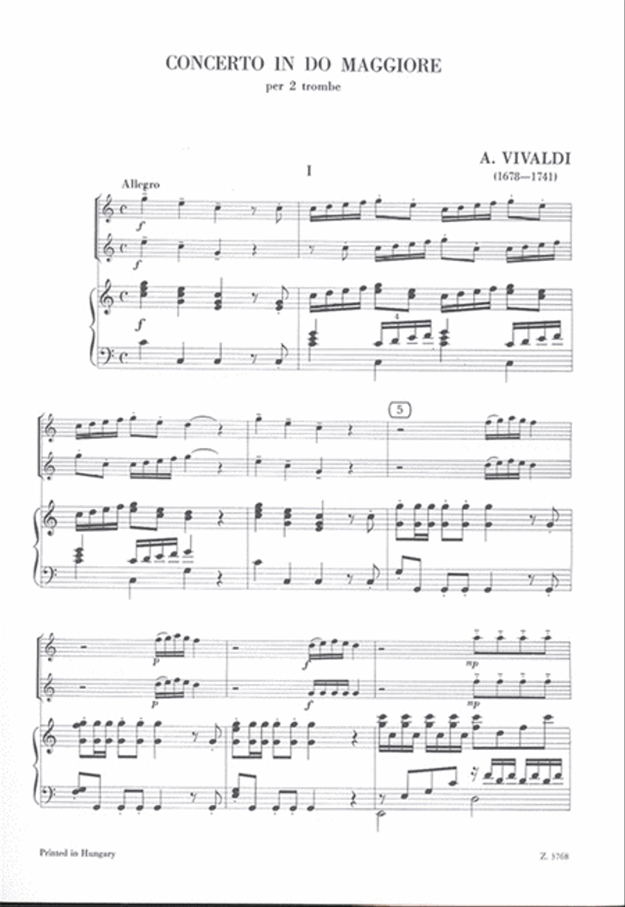 Concerto in do maggiore per 2 trombe e pianofort Trumpet Solo scores gallery preview page 2