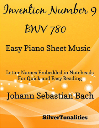Book cover for Invention Number 9 BWV 780 Easy Piano Sheet Music