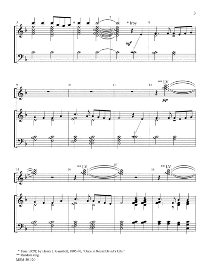 Once in Royal David's City Once in Royal David's City Handbell Choir scores gallery preview page 3