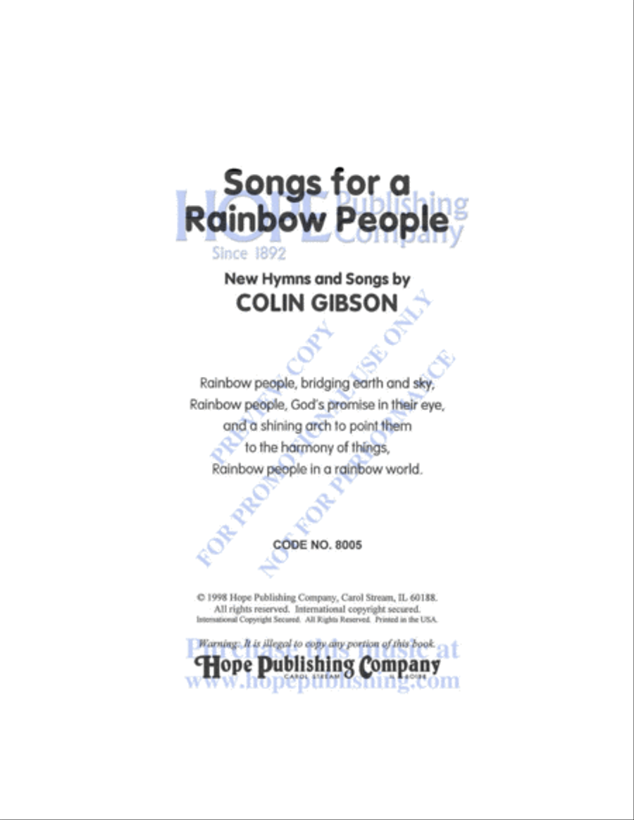 Songs for a Rainbow People Collection / Songbook scores gallery preview page 4
