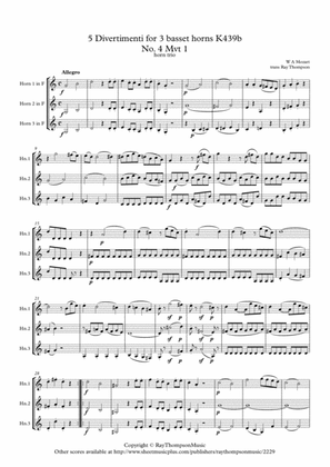 Mozart: Divertimento No.4 from "Five Divertimenti for 3 basset horns" K439b I. Allegro - horn trio