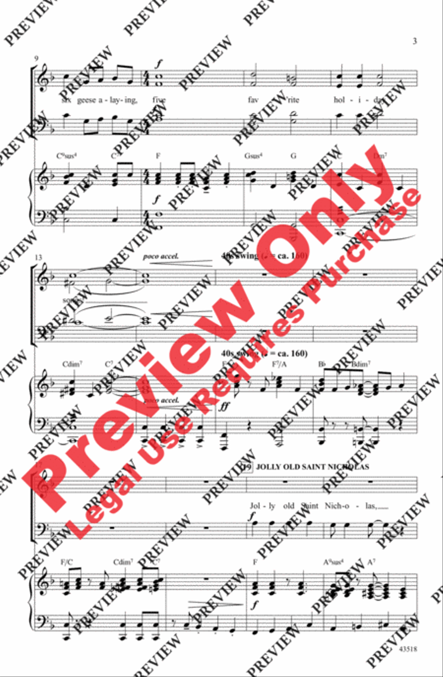 Five Favorite Holiday Songs 4-Part scores gallery preview page 3