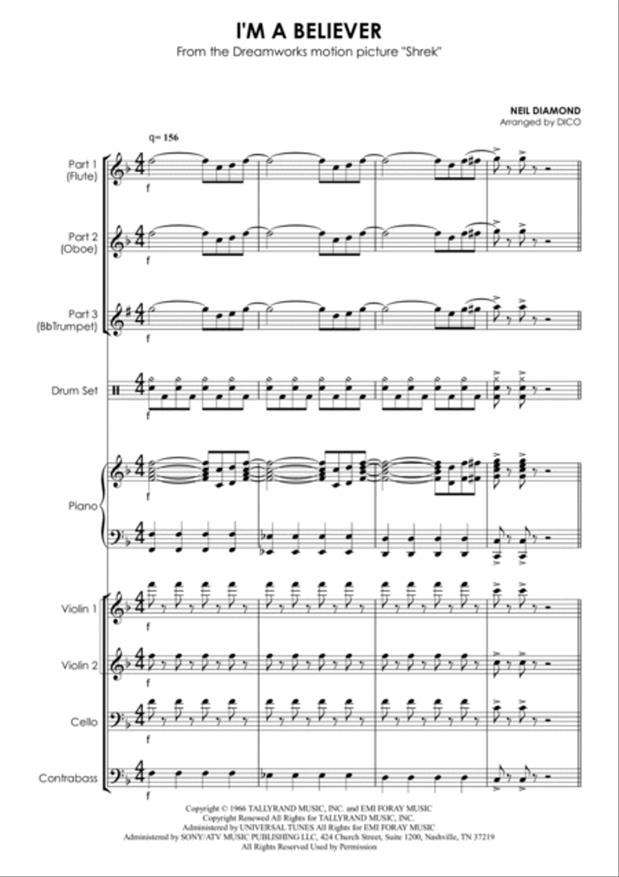 I'm A Believer B-Flat Clarinet scores gallery preview page 4