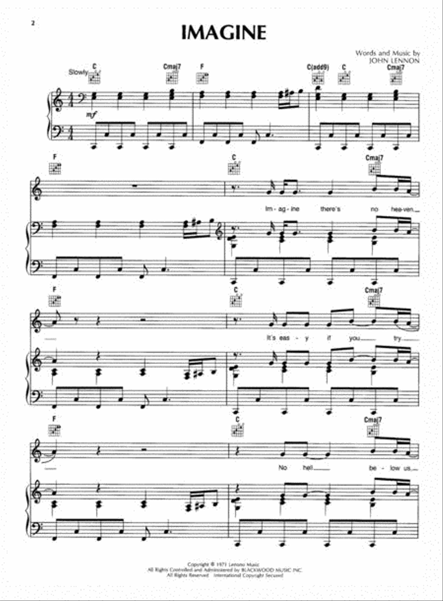 Imagine Piano, Vocal, Guitar scores gallery preview page 2