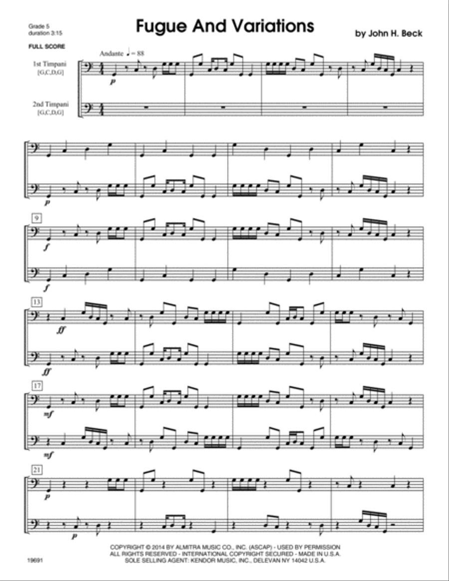 Fugue And Variations Fugue And Variations Percussion scores gallery preview page 2