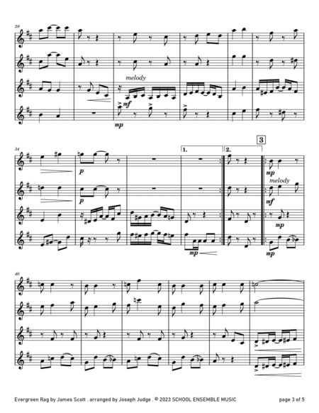 Evergreen Rag by James Scott for Clarinet Quartet in Schools image number null