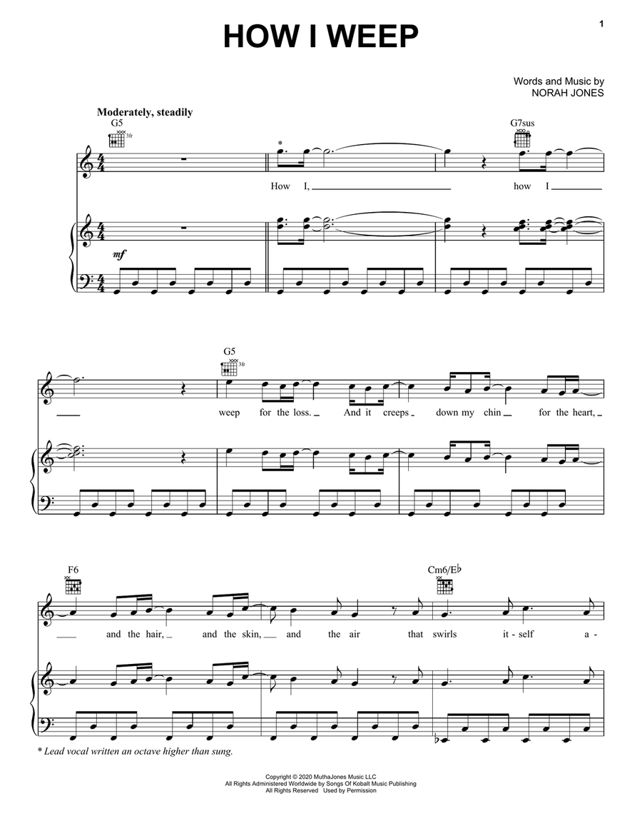 How I Weep Piano, Vocal, Guitar scores gallery preview page 1