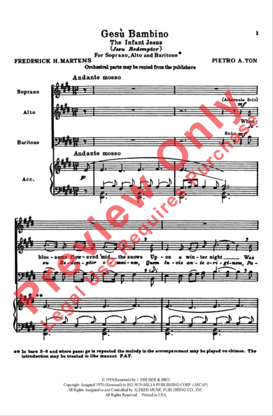 Gesu Bambino (The Infant Jesus) 3-Part scores gallery preview page 2