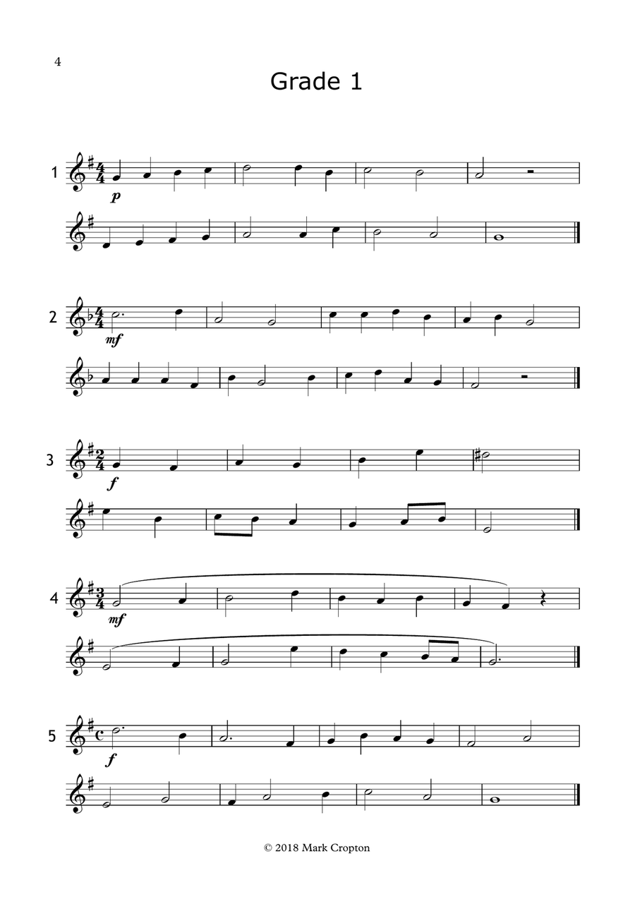 SIGHT-READING & TRANSPOSITION TESTS FOR SAXOPHONE GRADES 1-5 Saxophone scores gallery preview page 4